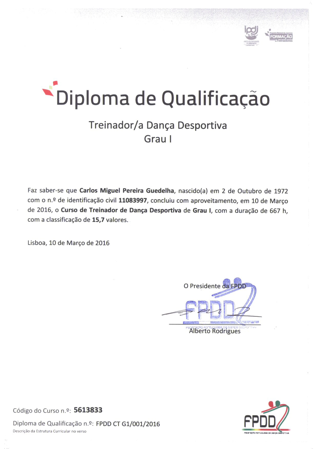 Treinador de Dança Desportiva - Grau 1